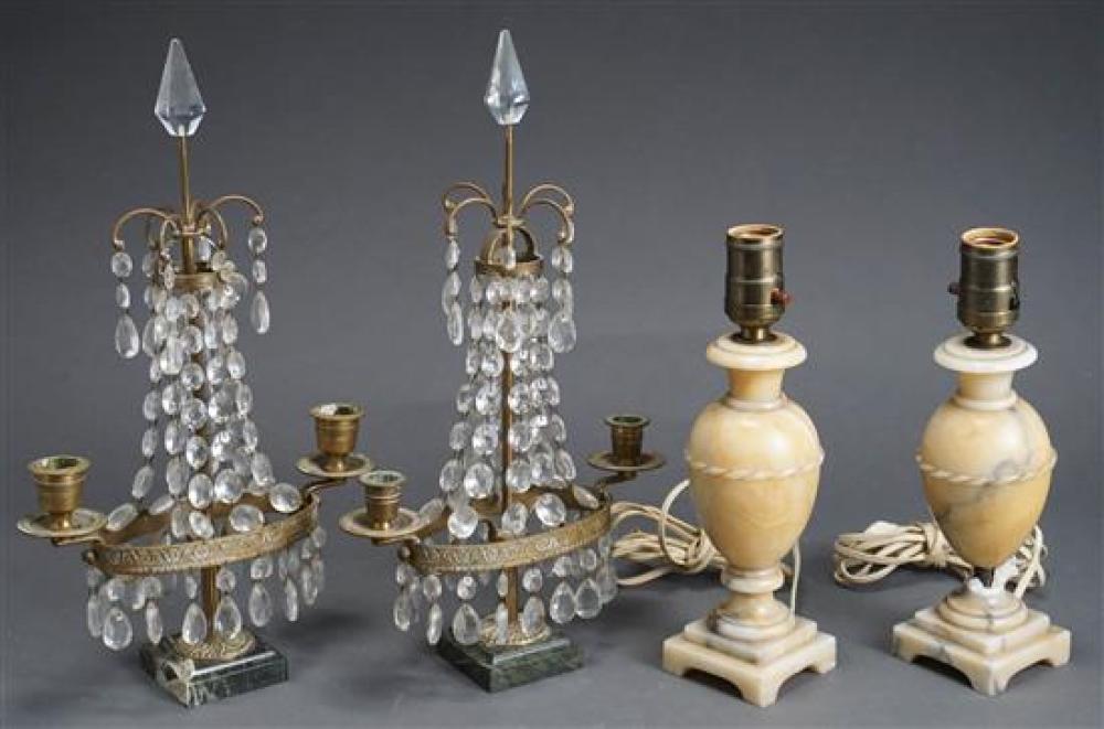 PAIR ORMOLU AND CRYSTAL TWO-LIGHT