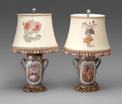 Pair ormolu-mounted lamps: