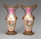 Pair ormolu-mounted porcelain