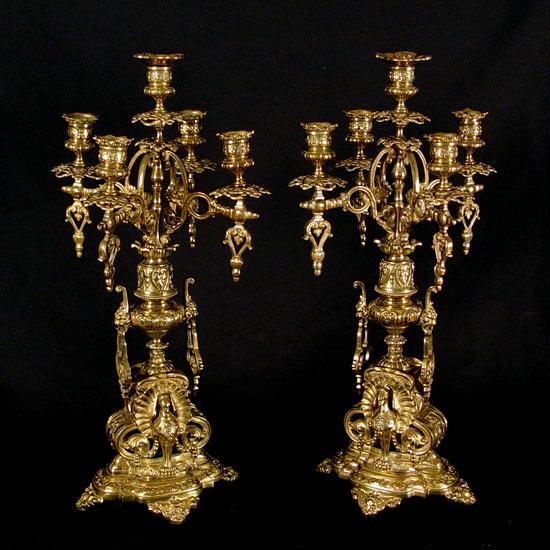 PAIR ORNATE BRONZE? 5 LIGHT