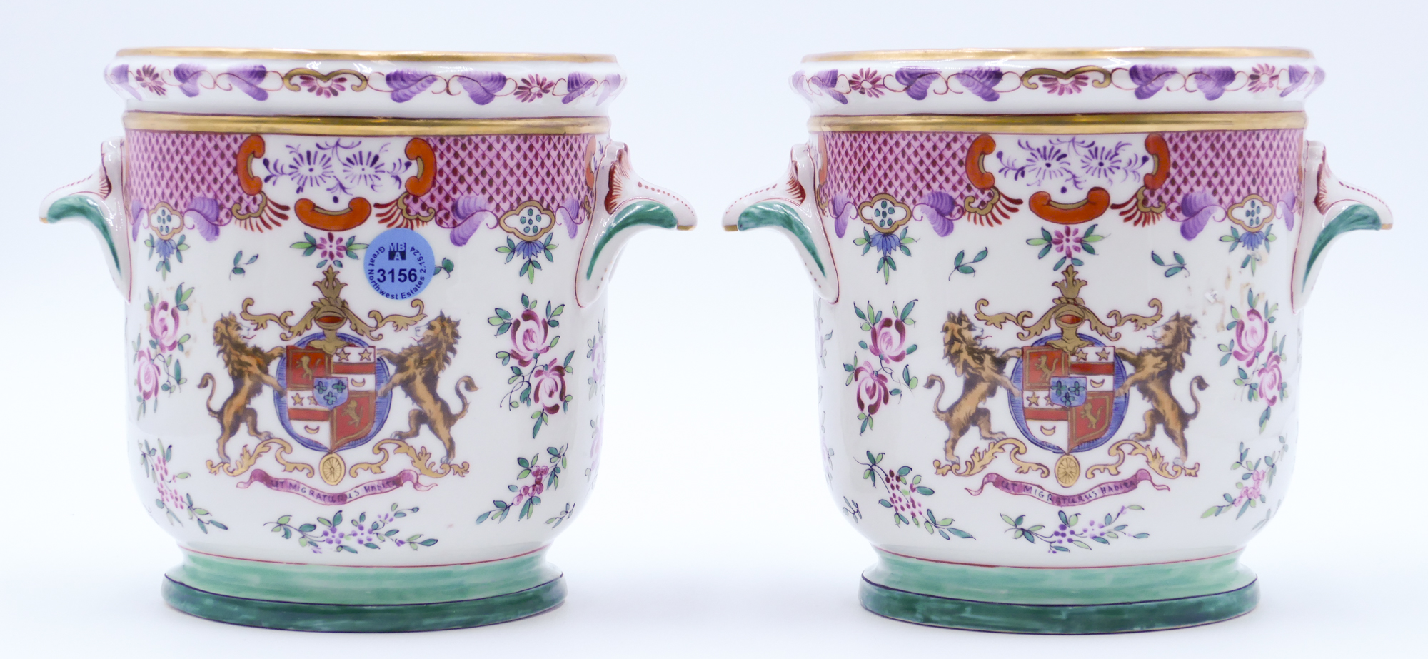 Pair Ornate Sampson Armorial