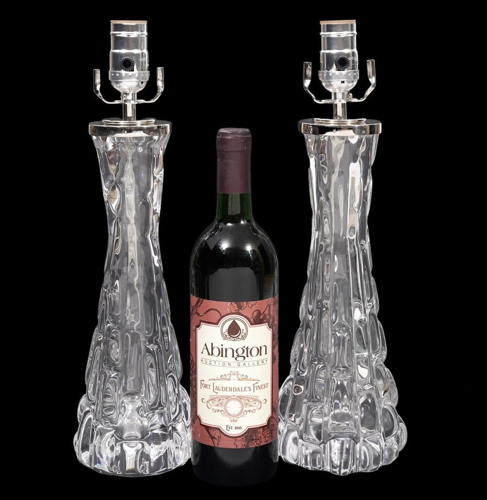 PAIR ORREFORS CRYSTAL TABLE