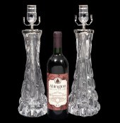 PAIR ORREFORS CRYSTAL TABLE LA