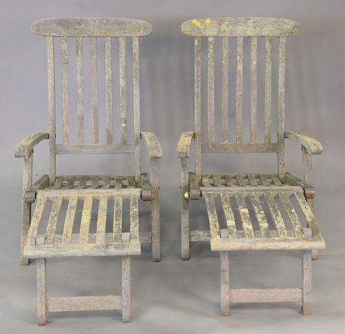 PAIR OUTDOOR DESIGN TEAK FOLDING
