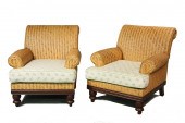 PAIR OVERSIZED RATTAN ARMCHAIR
