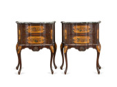 PAIR PAINT DECORATED STONE TOP