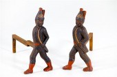 Pair painted cast-iron Hessian