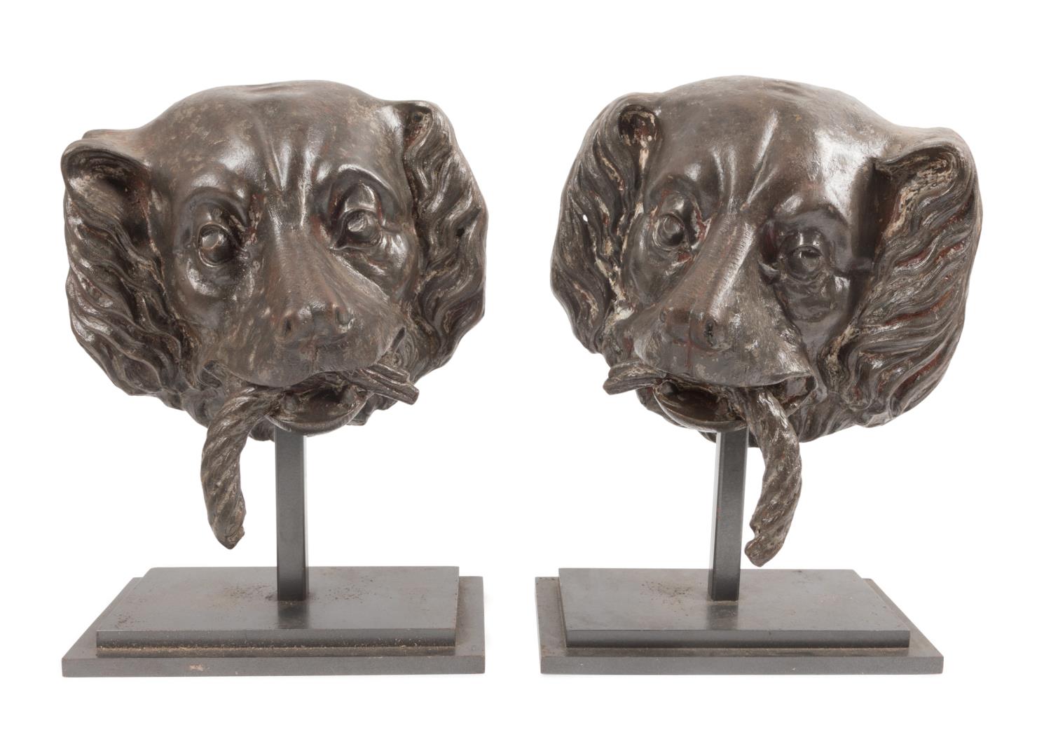 PAIR PAINTED CAST IRON HUNTING