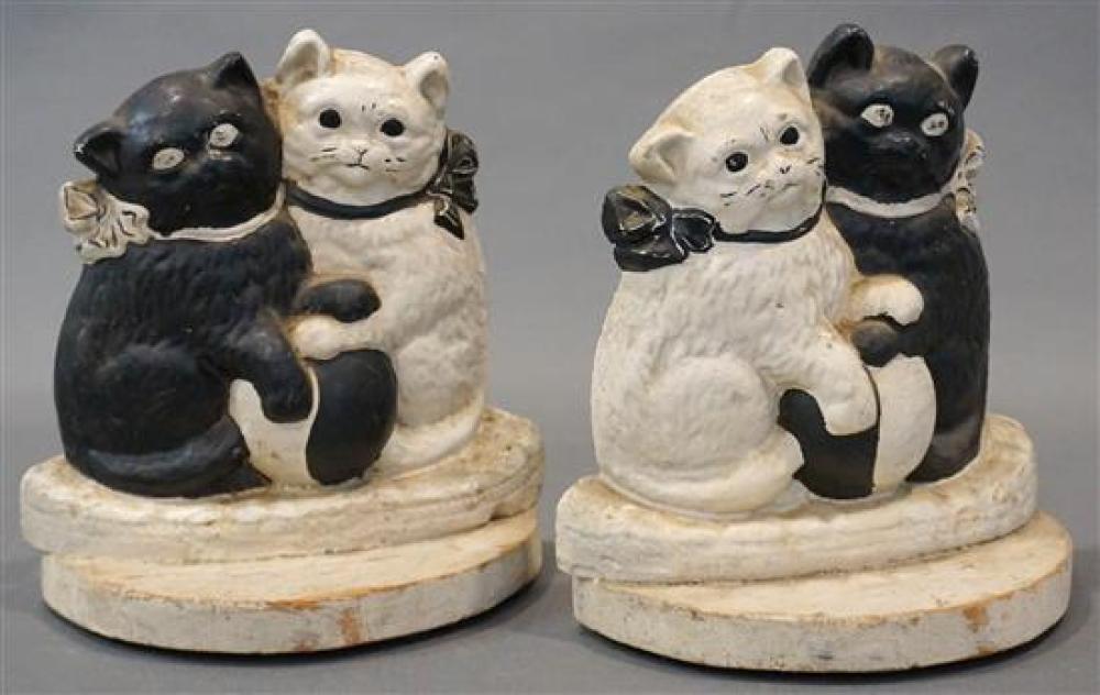 PAIR PAINTED CAST IRON KITTEN