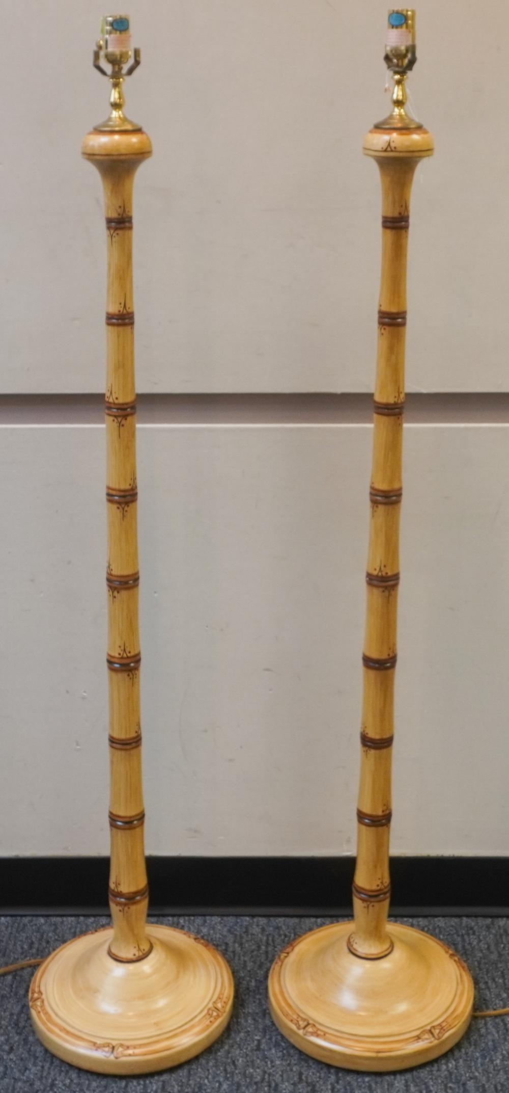PAIR PAINTED FAUX BAMBOO FLOOR