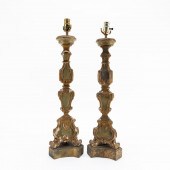 PAIR, PAINTED & GILT ITALIAN P