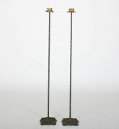 Pair painted iron floor standi