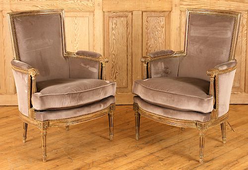 PAIR PAINTED JANSEN BERGERE
