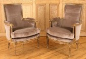 PAIR PAINTED JANSEN BERGERE CH