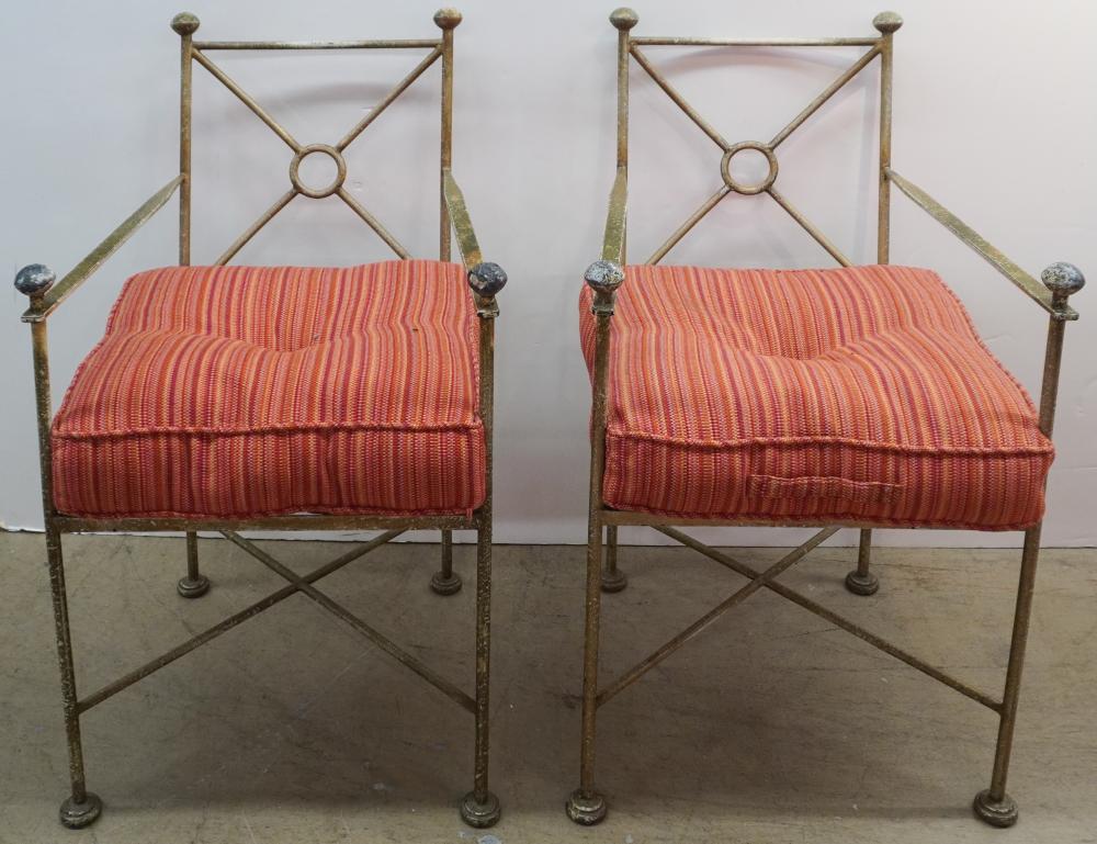 PAIR PAINTED METAL ARMCHAIRSPair