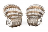 PAIR PAINTED MEXICAN BRASS PEA