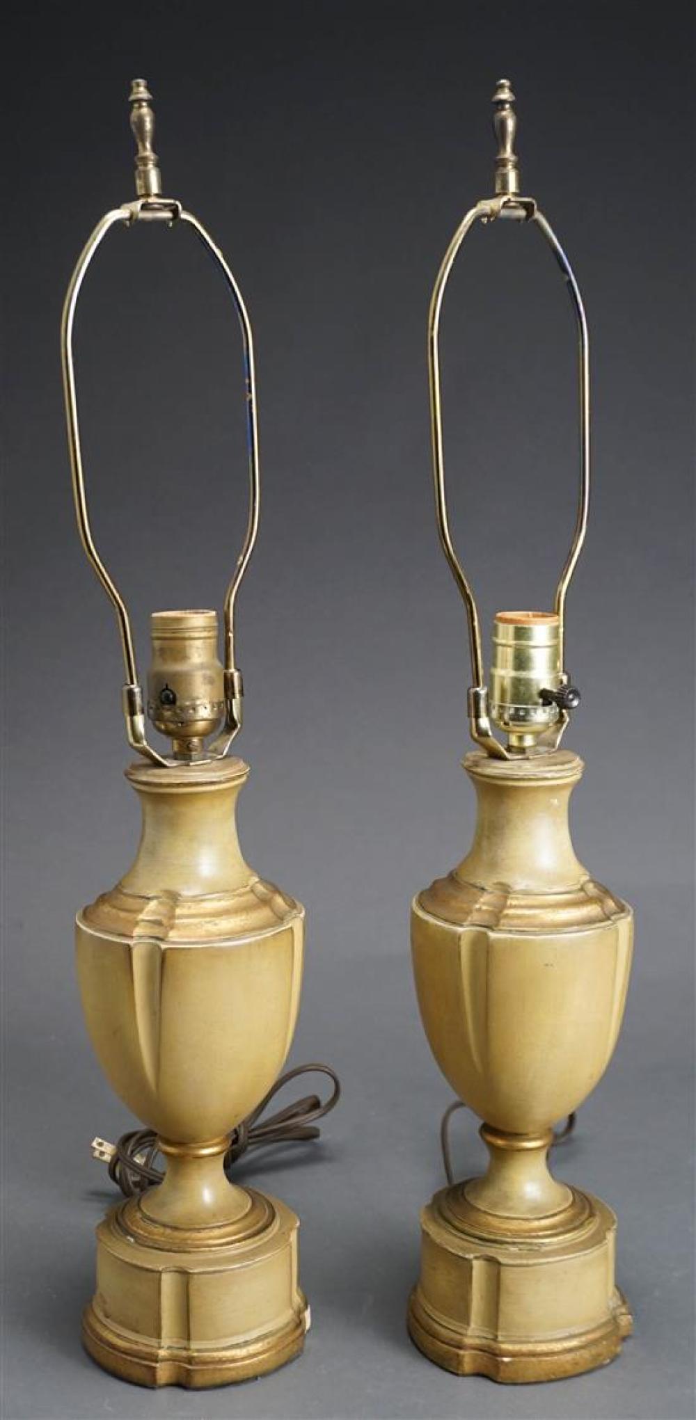 PAIR PAINTED PLASTER URN-FORM