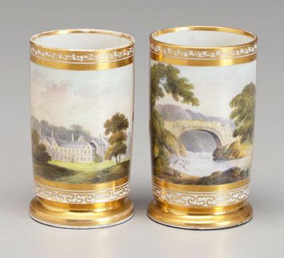 Pair painted porcelain vases: