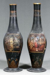 Pair painted terra-cotta palac