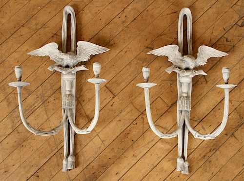 PAIR PAINTED WOOD FEDERAL STYLE