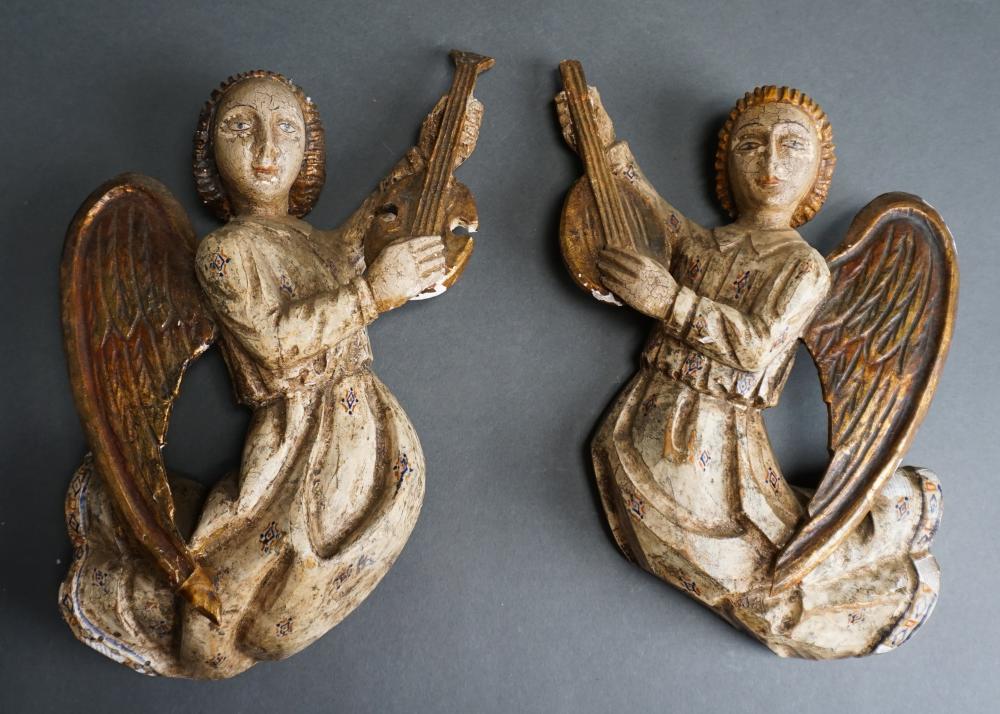 PAIR PAINTED WOOD HANGING