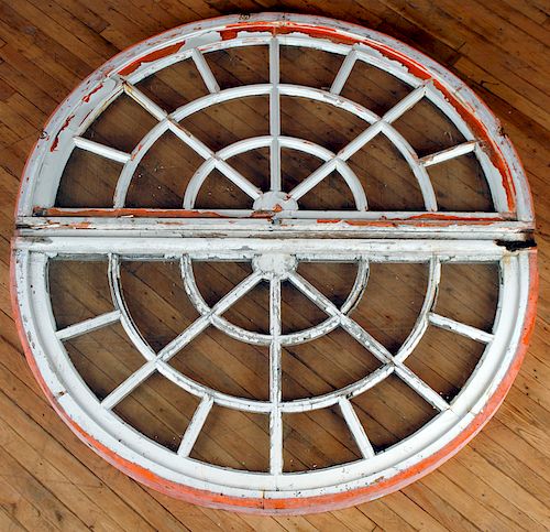 PAIR PAINTED WOOD TRANSOM