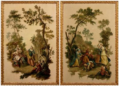 Pair paintings attributed Le