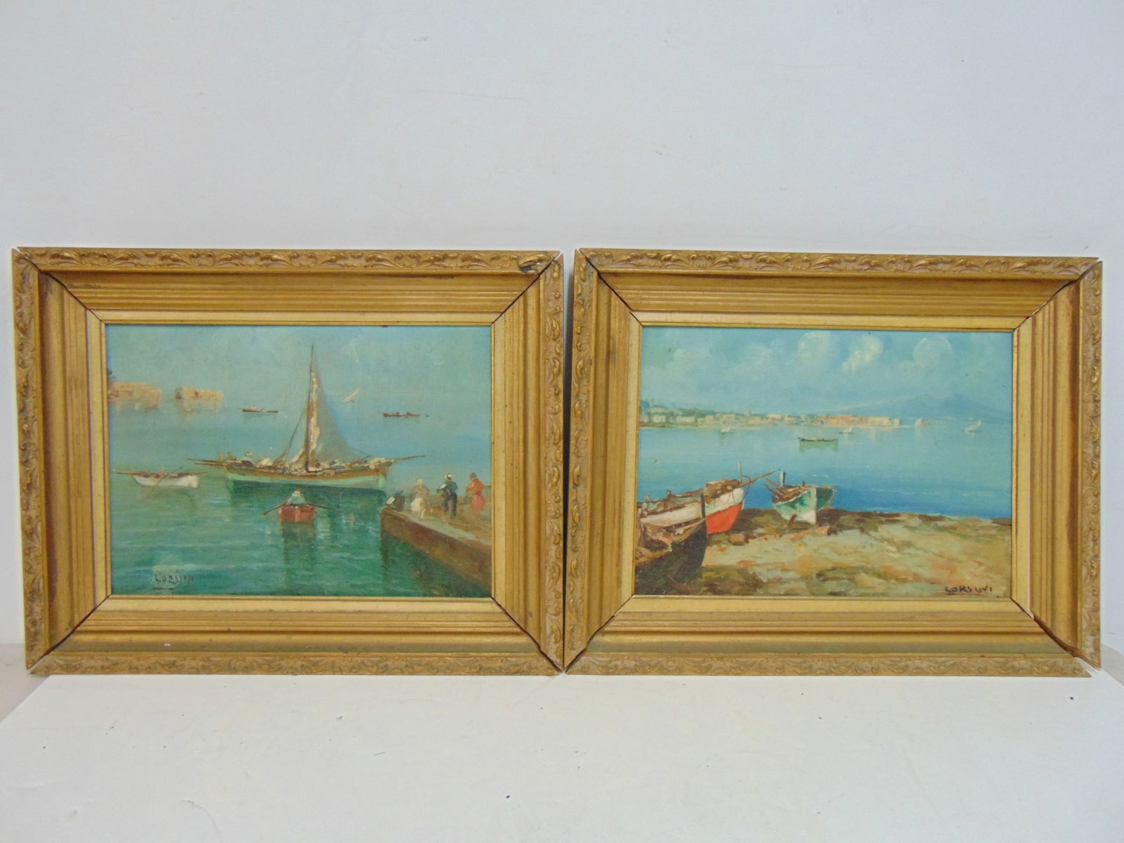 PAIR PAINTINGS, ITALIAN SHORE