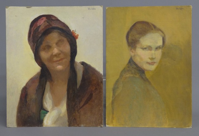 Pair paintings oil on artist