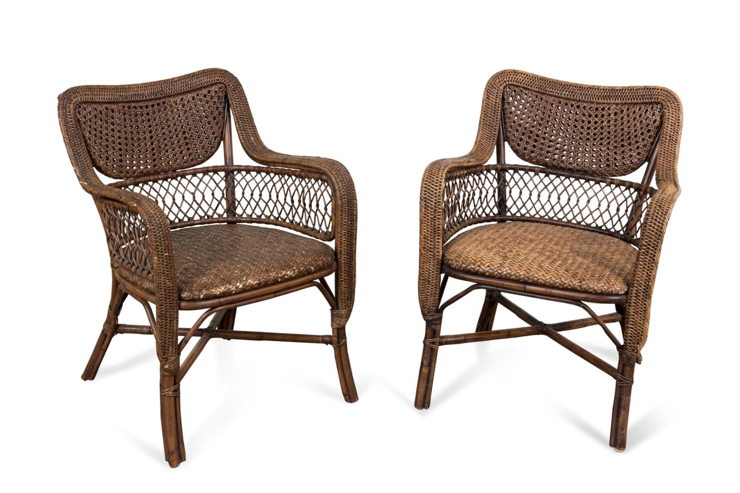 PAIR PALECEK WICKER & RATTAN