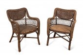PAIR PALECEK WICKER & RATTAN A