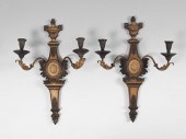 PAIR PALLADIO CARVED WOOD AND