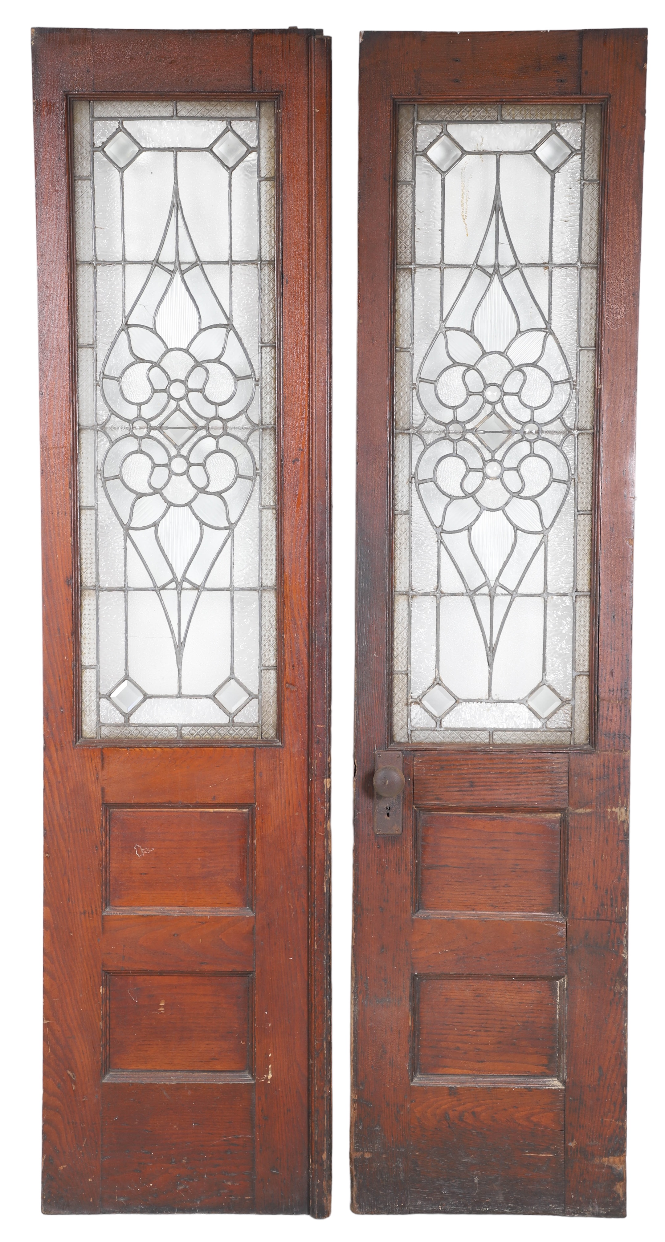 Pair paneled cherry doors w/