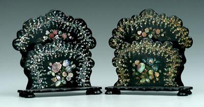 Pair [papier-mâché] letter holders: