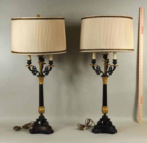 PAIR PARCEL GILT BRONZE