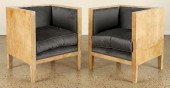 PAIR PARCHMENT CHAIRS MANNER O
