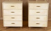 PAIR PARCHMENT COVERED CABINET