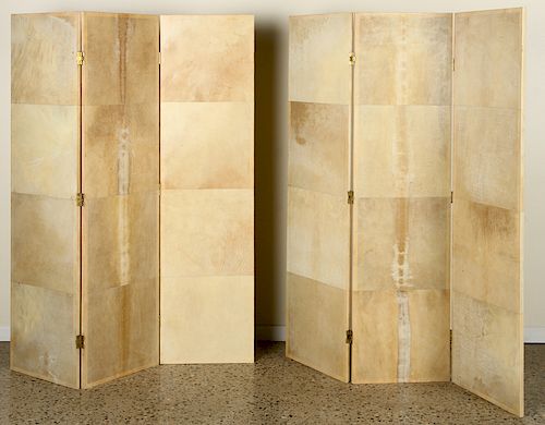 PAIR PARCHMENT SCREENS MANNER