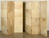 PAIR PARCHMENT SCREENS MANNER