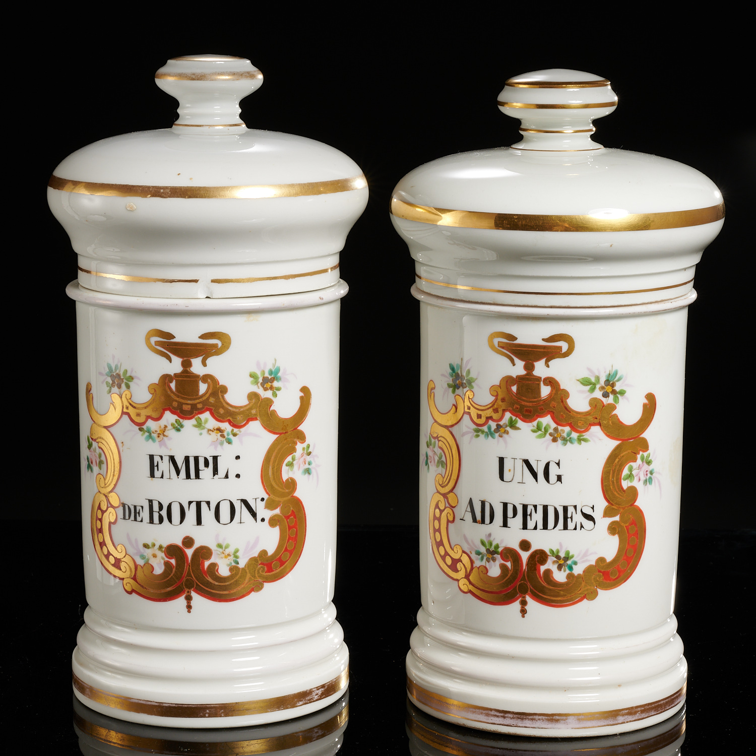 PAIR PARIS PORCELAIN APOTHECARY