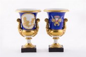 Pair Paris porcelain campana u