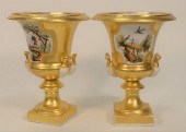 PAIR PARIS PORCELAIN URNS, EAC