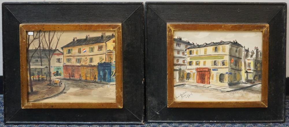 PAIR PARISIAN STREET SCENES, EACH