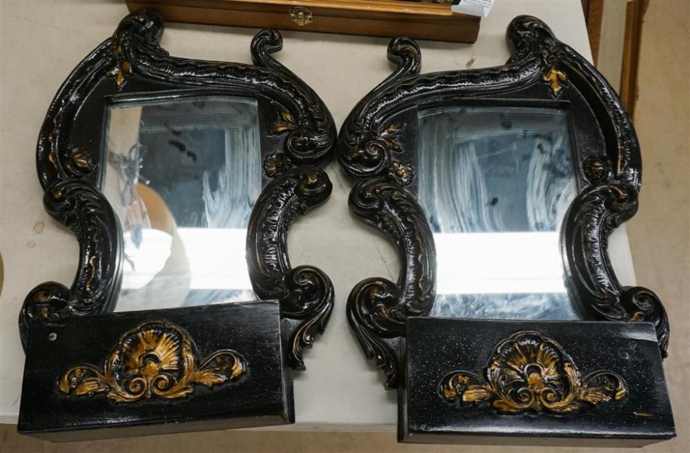 PAIR PARTIAL GILT DECORATED BLACK