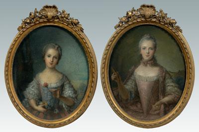 Pair pastels after Nattier,