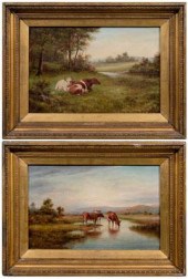 Pair pastoral landscapes: one