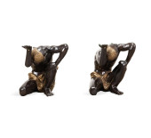 PAIR PATINATED BRASS BLACKAMOO
