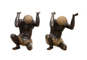 PAIR PATINATED BRASS BLACKAMOO