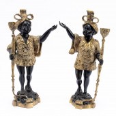 PAIR, PATINATED BRONZE BLACKAM