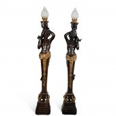 PAIR, PATINATED BRONZE FIGURAL